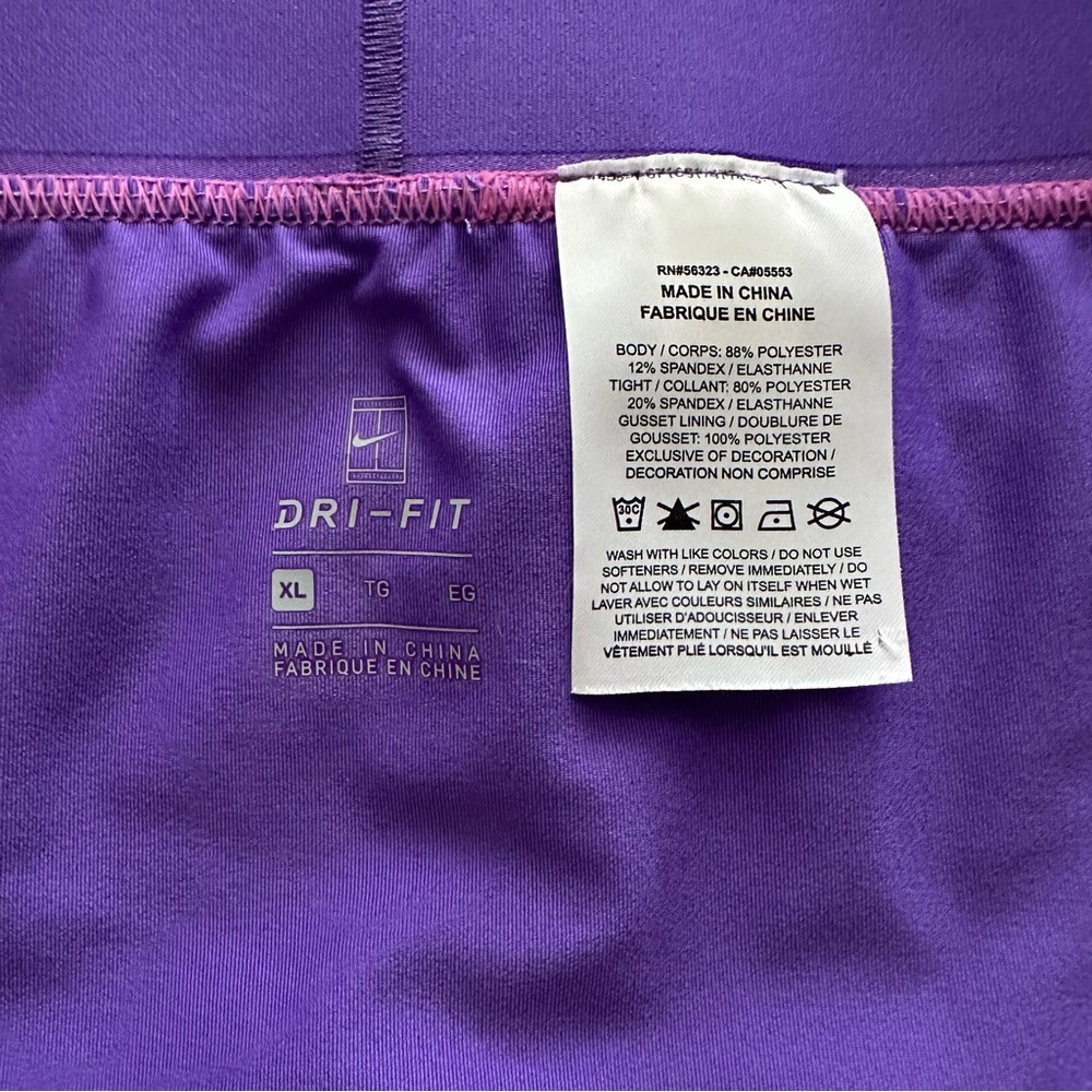 NIKE DRI-FIT tennis golf pickle ball skirt skort purple undershorts sport gym XL - Picture 5 of 8